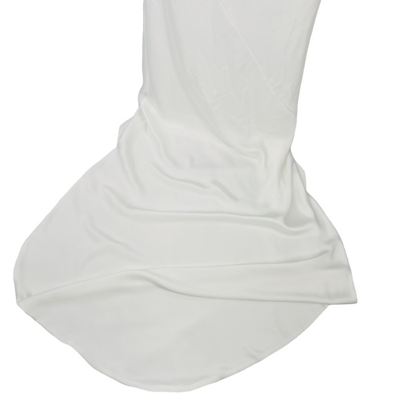 Norma Kamali Cross Back Bias Formal Satin Gown with Train in Snow White Size M - Picture 8 of 12